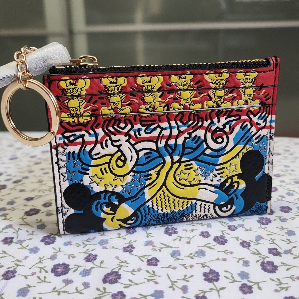 New COACH Disney Mickey Mini Skinny ID Case